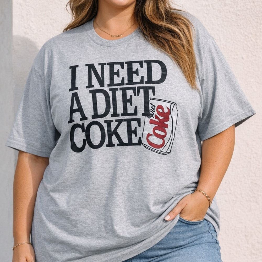 I need a Diet Coke Graphic T-Shirt Gray 3XL Funny Soda Tee Casual unisex